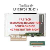  17.3" Laptop LCD Screen 1600x900p Screw on Side 40 pins Bottom Right LP173WD1 (TL)(D1)